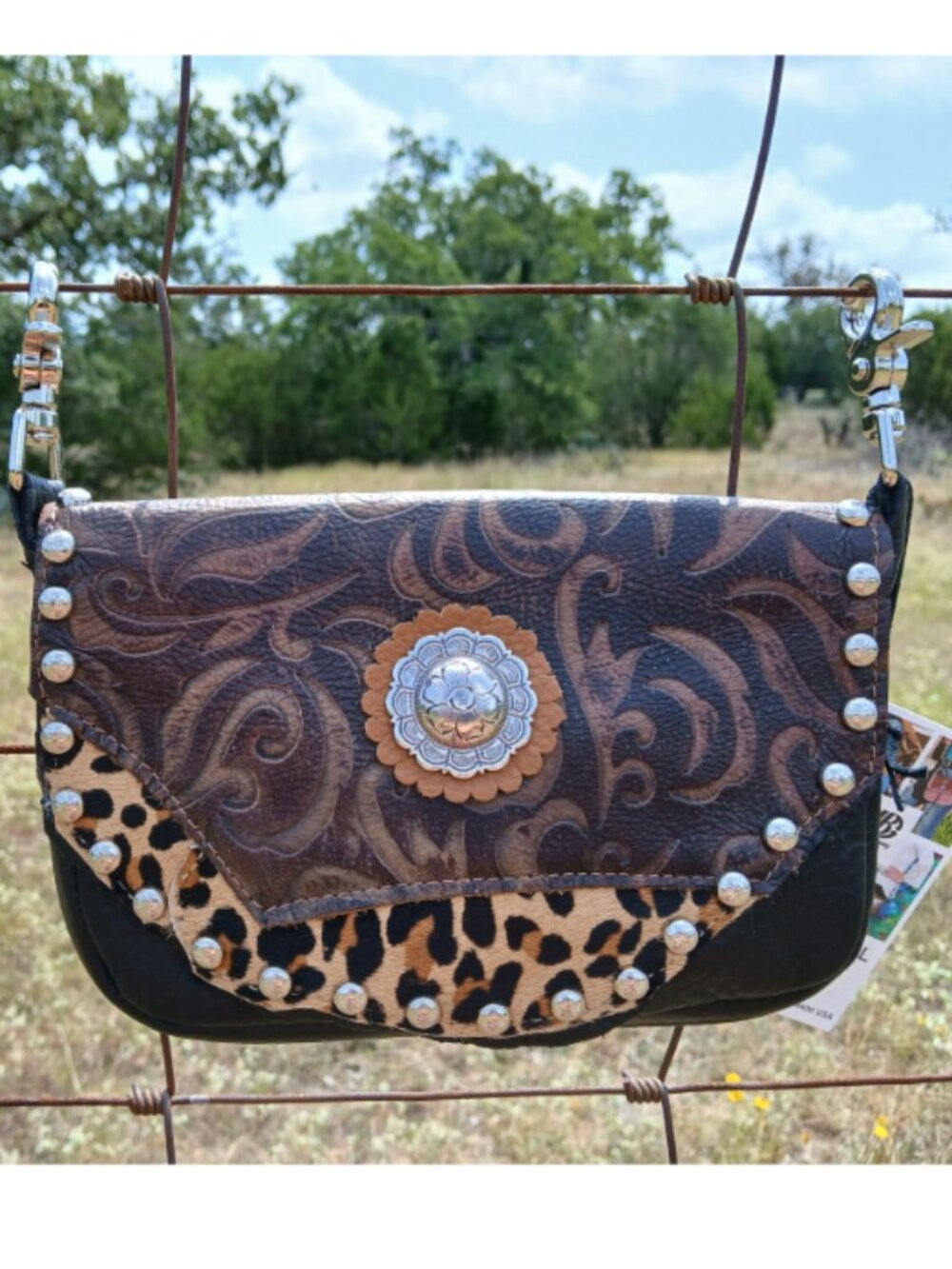 Wild Heart Leather Hip Bag — Leopard + Concho